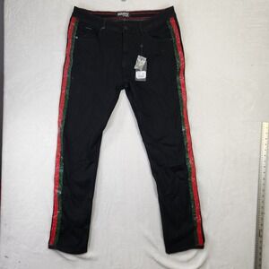 Barabas Los Angeles Mens Black Rhinestone Side Stripe Slim Fit Pants SN8857 38